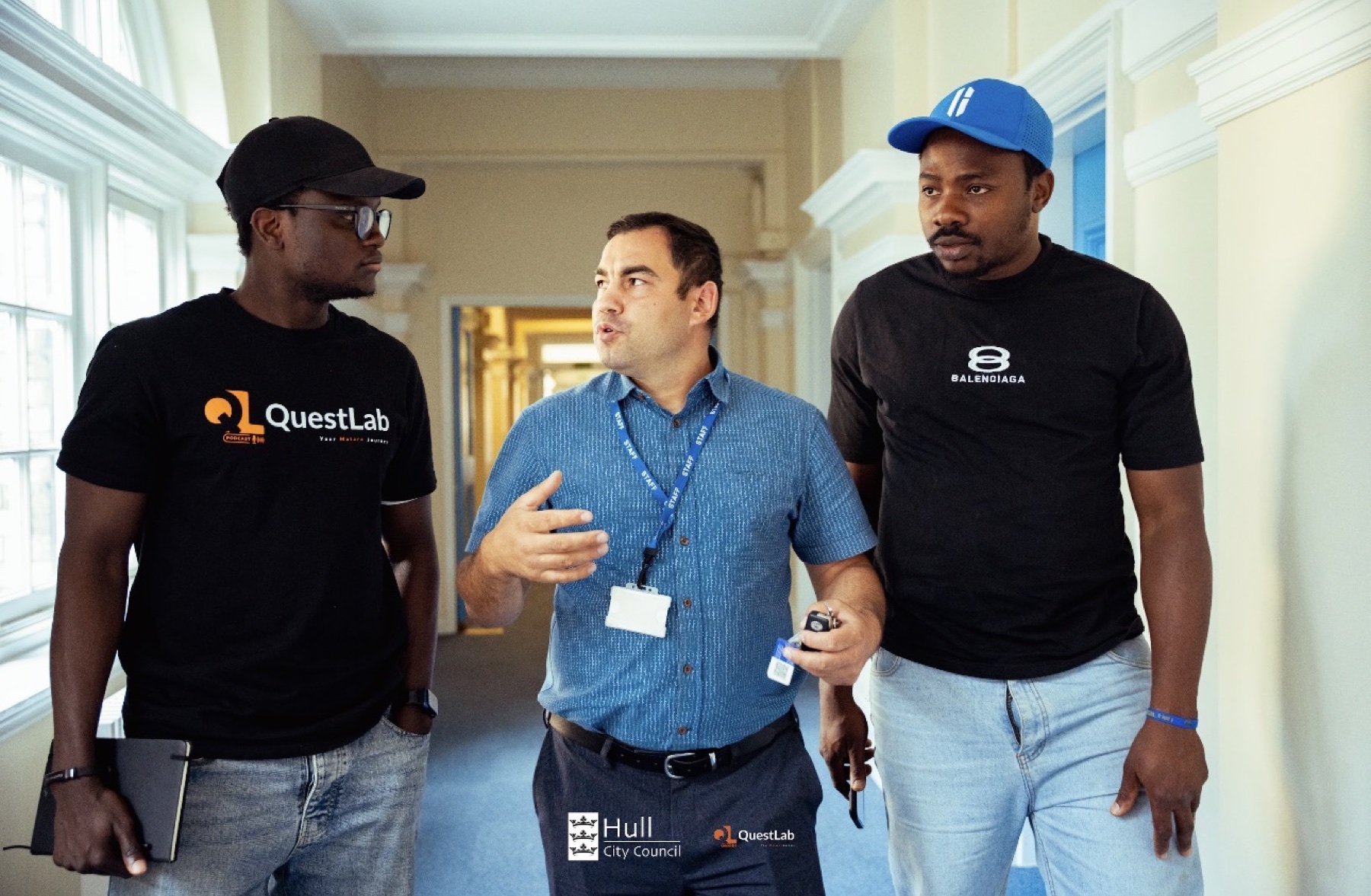 Oluwasegun with a Hull City Council partner